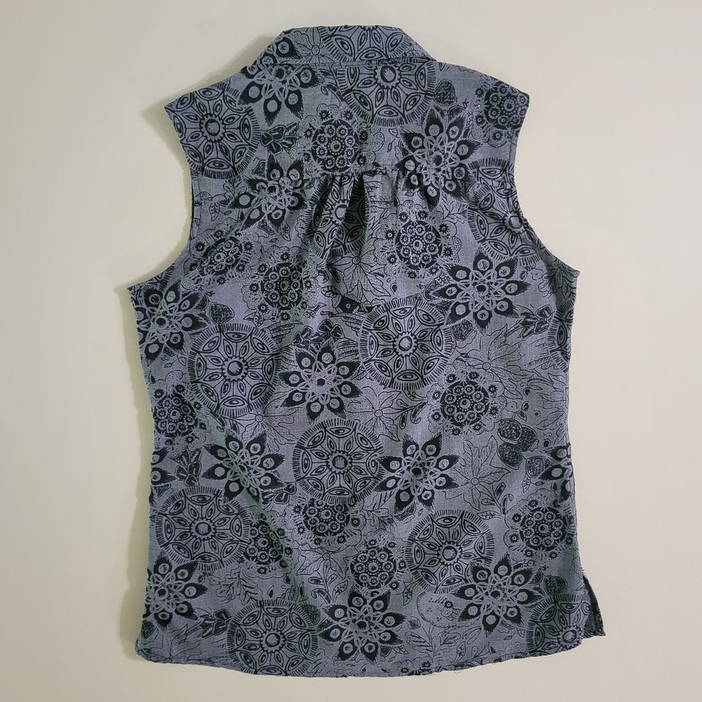 Exofficio Women's Gray Floral Sleeveless  V-neck Button-down Blouse - Picture 12 of 13